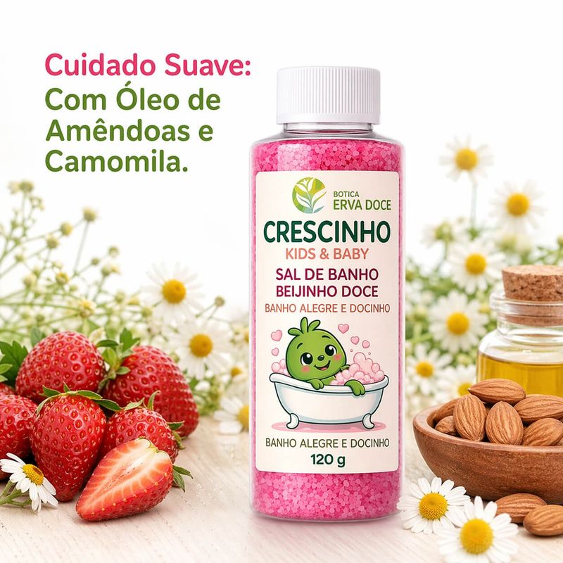 Sal de Banho Infantil Beijinho Doce 120g Crescinho Kids
