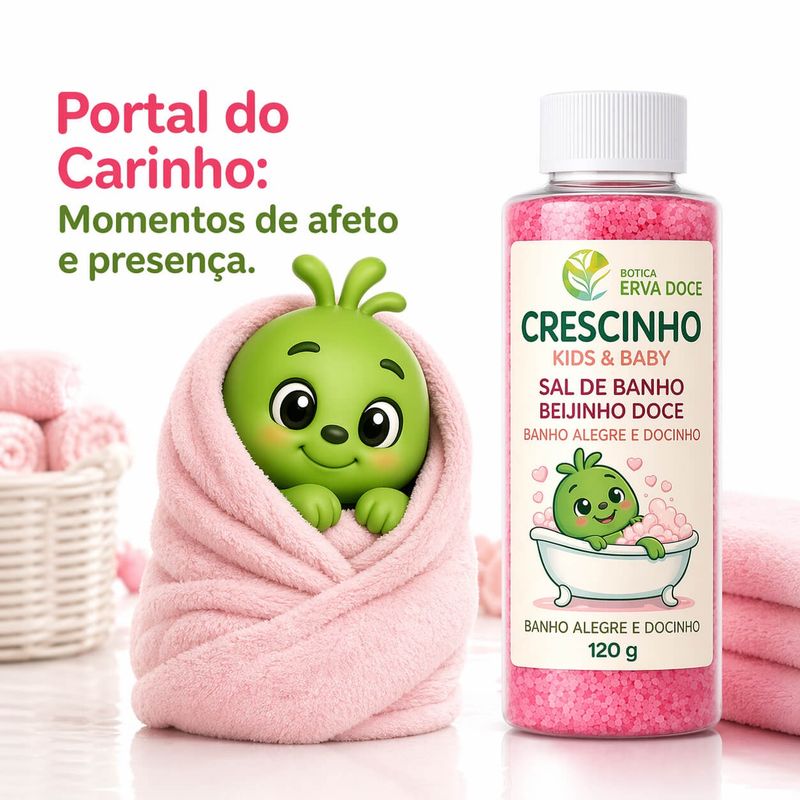 Sal de Banho Infantil Beijinho Doce 120g Crescinho Kids