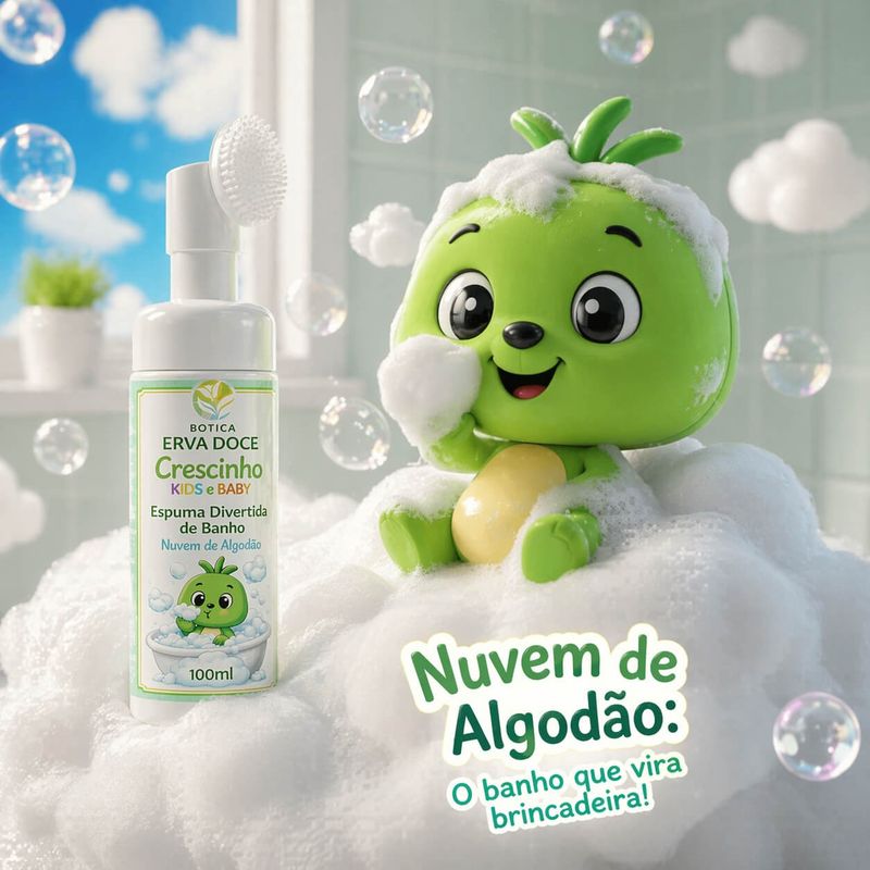 Espuma Divertida Nuvem de Algodão Crescinho Kids e Baby 100mL