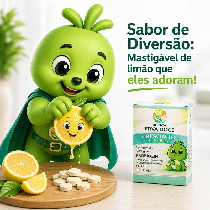 Crescinho Kids e Baby  Probiozin – Comprimidos Mastigáveis de Probióticos 30und