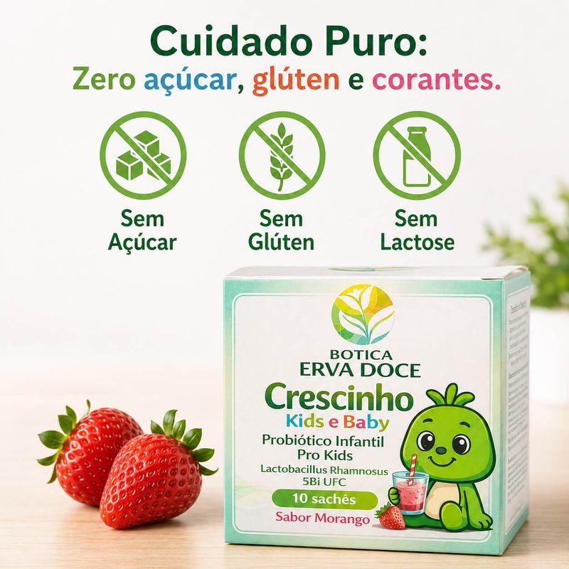 Probiótico Infantil Pro Kids 5Bi UFC 10 sachês Sabor Morango