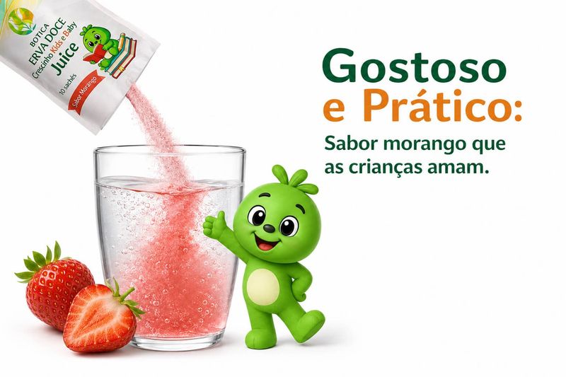 Crescinho Juice Foco e Escola Sabor Morango 10 sachês