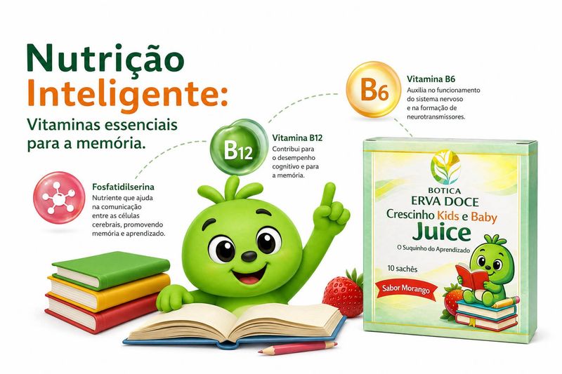 Crescinho Juice Foco e Escola Sabor Morango 10 sachês