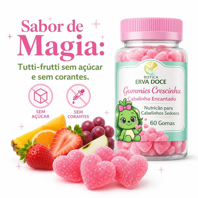 Gummies Crescinha Cabelinho Encantado 60 und Gomas Nutrição