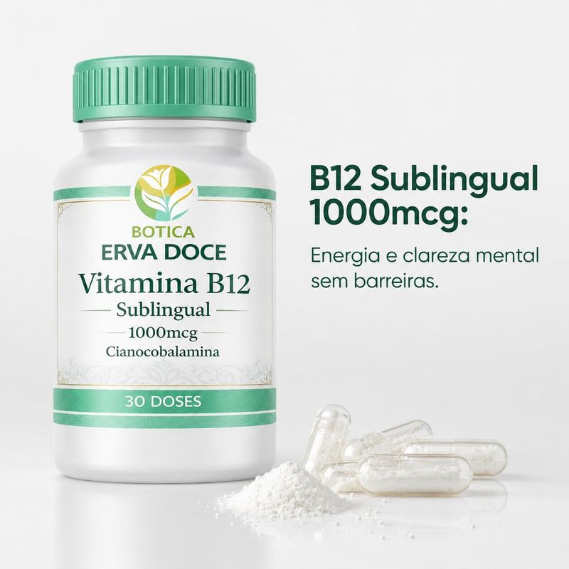 Vitamina B12 Cianocobalamina 1000mcg Sublingual – 30 Doses (Suprimento Mensal)