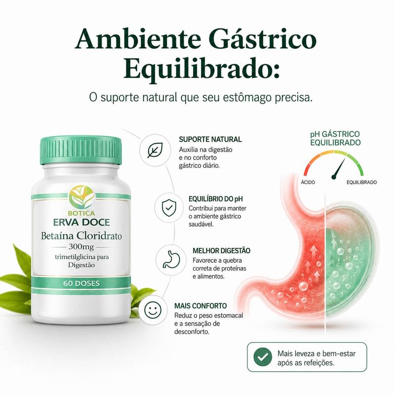 Betaina Cloridrato 300mg 60 Doses