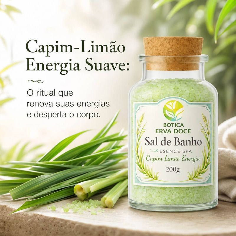 Sal de Banho Botica Essence Spa Capim Limão Energia 200g