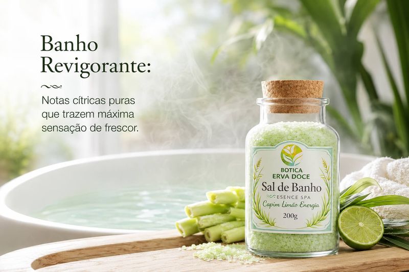 Sal de Banho Botica Essence Spa Capim Limão Energia 200g
