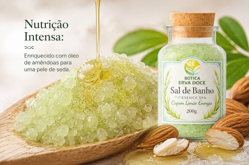 Sal de Banho Botica Essence Spa Capim Limão Energia 200g