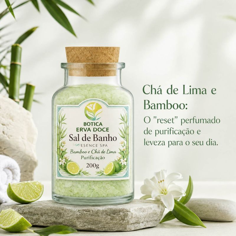 Sal de Banho Botica Essence Spa Purificação: Chá Lima e Bamboo