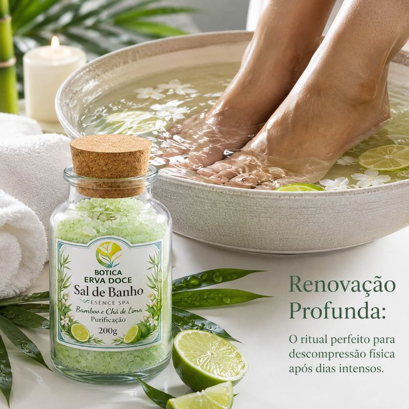 Sal de Banho Botica Essence Spa Purificação: Chá Lima e Bamboo