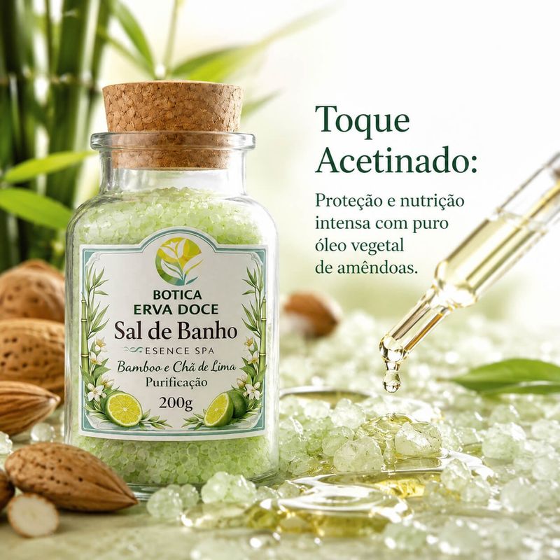 Sal de Banho Botica Essence Spa Purificação: Chá Lima e Bamboo