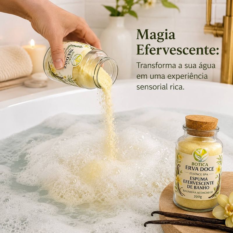 Espuma Efervescente de Banho Baunilha 200g Aconchego
