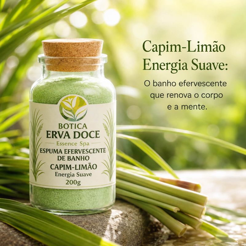Espuma Efervescente de Banho Capim Limão 200g Energia Suave