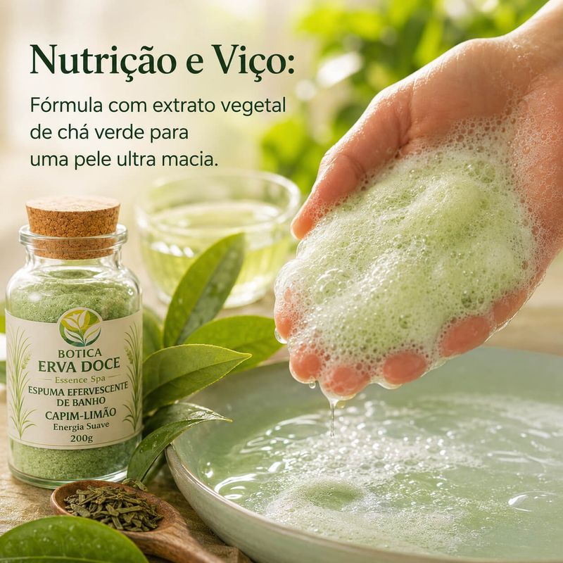Espuma Efervescente de Banho Capim Limão 200g Energia Suave