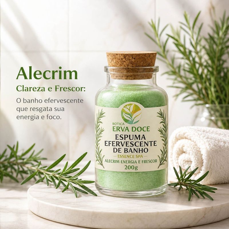 Espuma Efervescente de Banho Alecrim 200g Clareza e Frescor