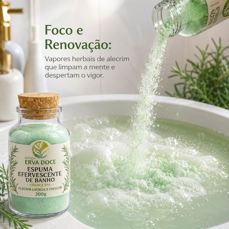 Espuma Efervescente de Banho Alecrim 200g Clareza e Frescor
