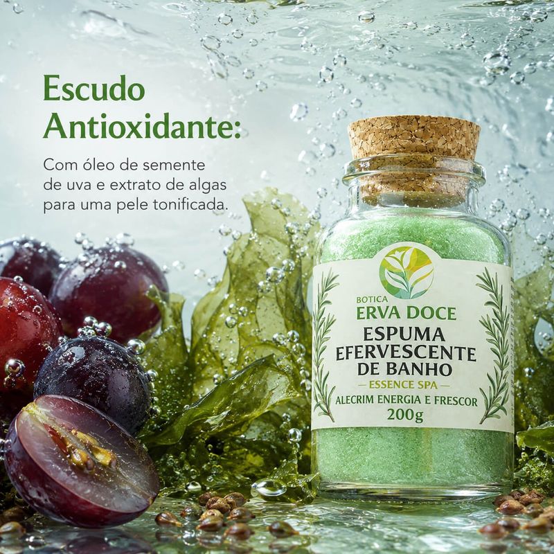 Espuma Efervescente de Banho Alecrim 200g Clareza e Frescor