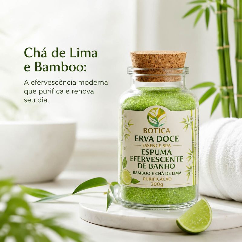 Espuma Efervescente de Banho Chá Lima e Bamboo 200g Purificação