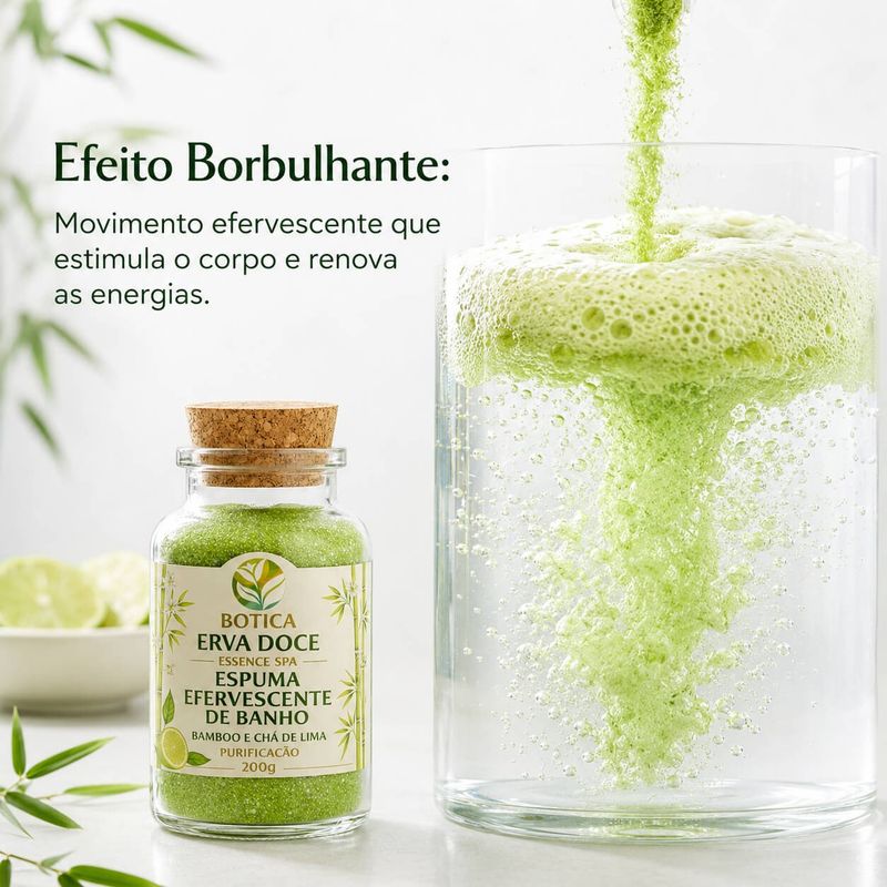 Espuma Efervescente de Banho Chá Lima e Bamboo 200g Purificação