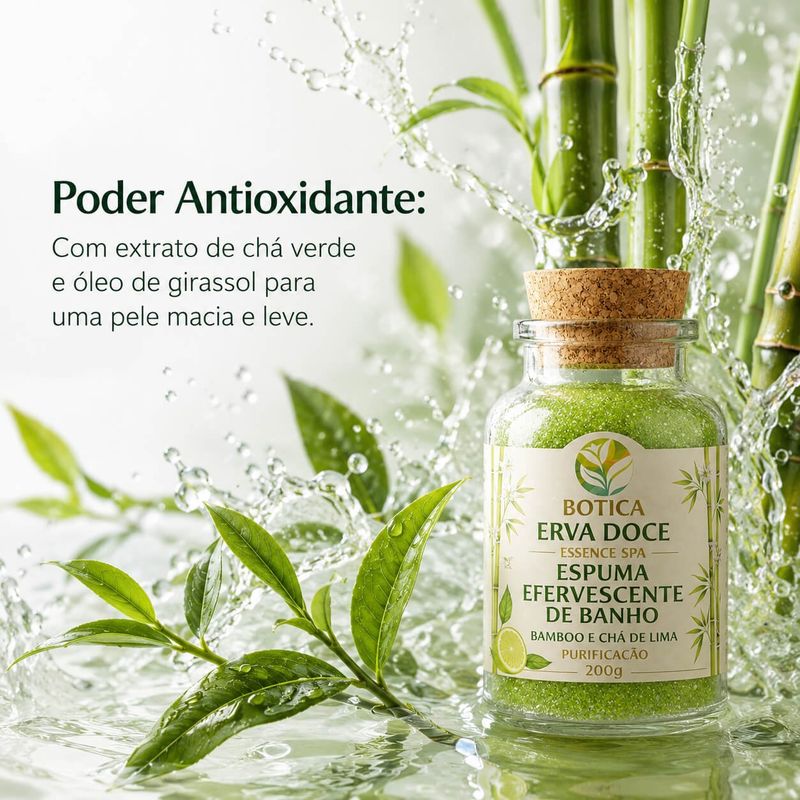Espuma Efervescente de Banho Chá Lima e Bamboo 200g Purificação