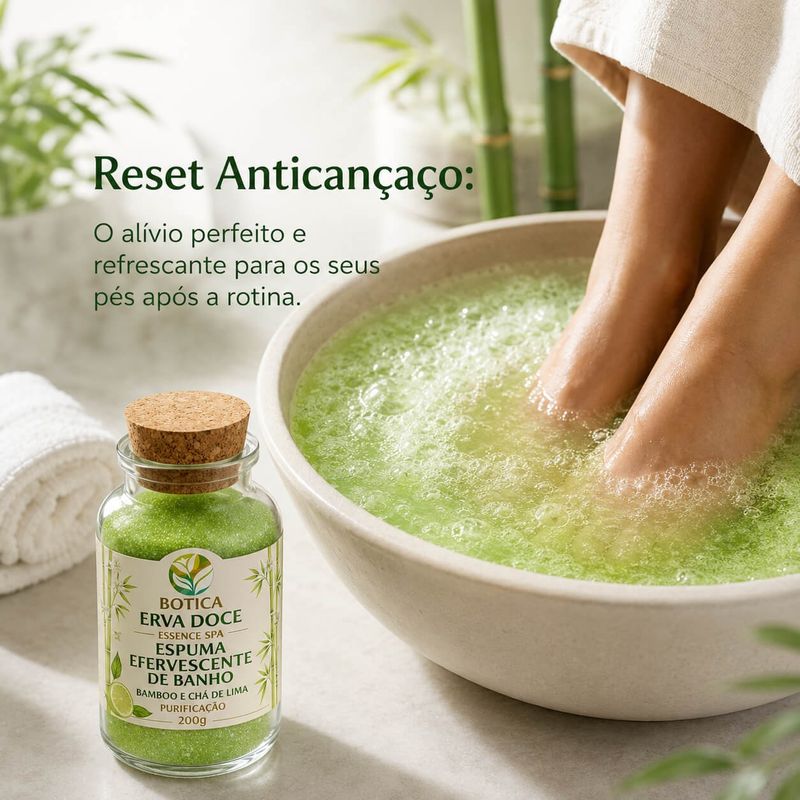 Espuma Efervescente de Banho Chá Lima e Bamboo 200g Purificação