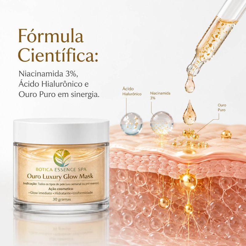 Máscara Facial Ouro Luxury Glow Mask Botica Essence Spa 30g