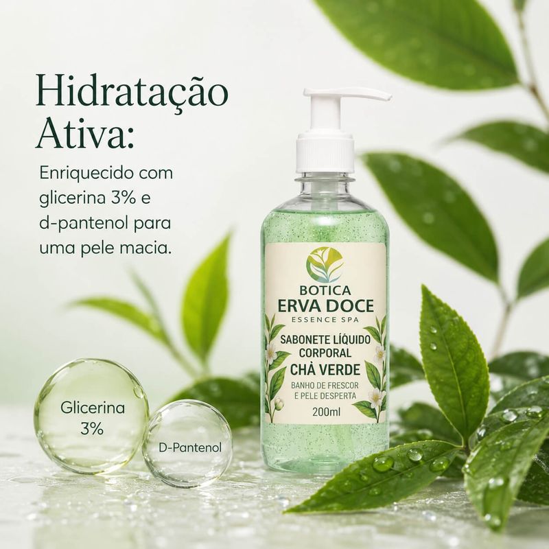 Sabonete Líquido Corporal Chá Verde Botica Essence Spa