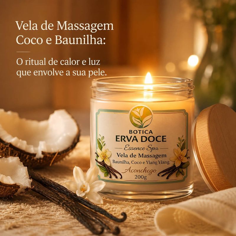 Vela de Massagem Baunilha, Côco e YlangYlang Botica Essence Spa