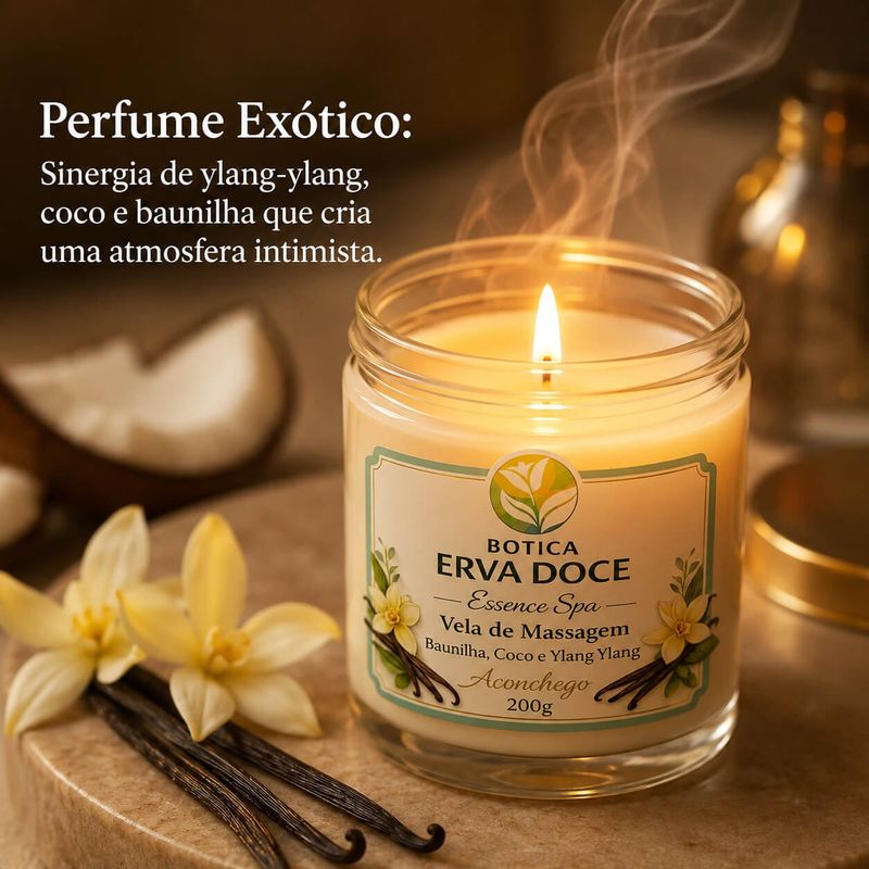 Vela de Massagem Baunilha, Côco e YlangYlang Botica Essence Spa