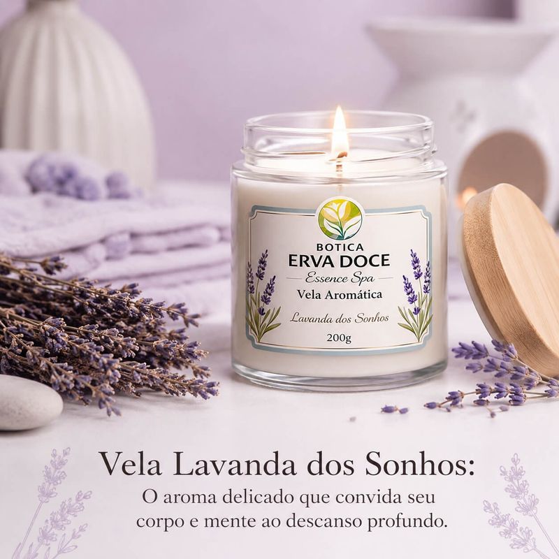 Vela Aromática Lavanda dos Sonhos 200g Botica Essence Spa