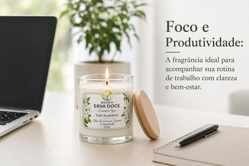 Vela Aromática Chá de Lima e Jasmim 200g Botica Essence Spa