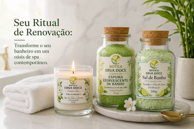Vela Aromática Chá de Lima e Jasmim 200g Botica Essence Spa