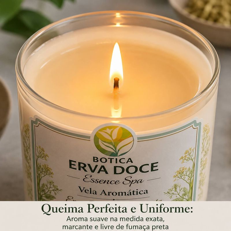 Vela Aromática Erva Doce e Bergamota 200g Botica Essence Spa