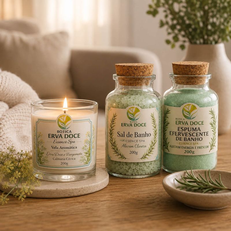 Vela Aromática Erva Doce e Bergamota 200g Botica Essence Spa