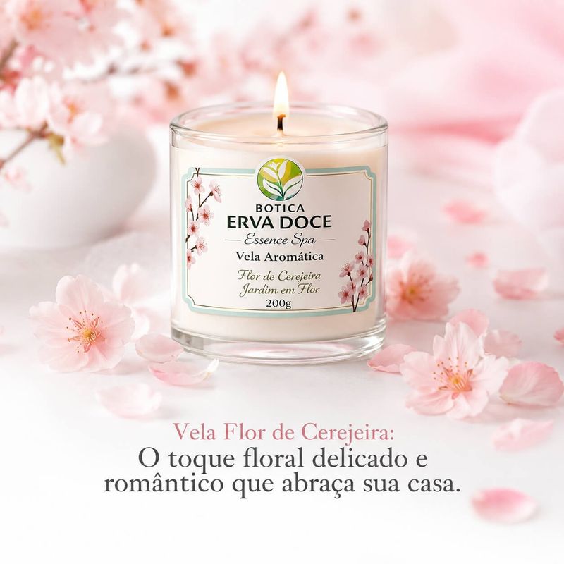 Vela Aromática Flor de Cerejeira 200g Botica Essence Spa