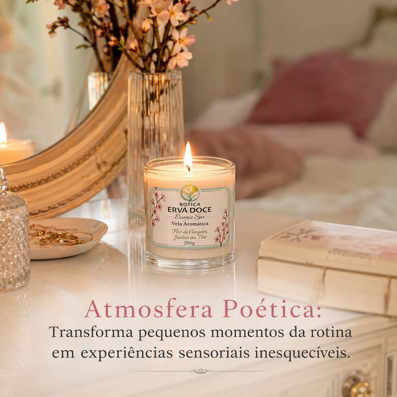 Vela Aromática Flor de Cerejeira 200g Botica Essence Spa