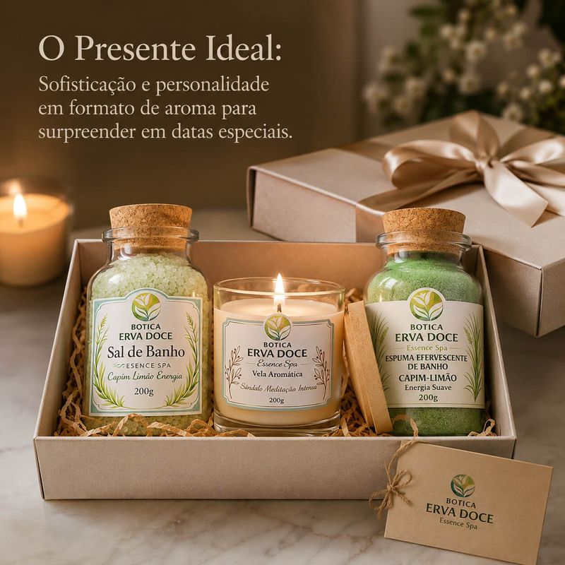 Vela Aromática Sândalo 200g Linha Botica Essence Spa