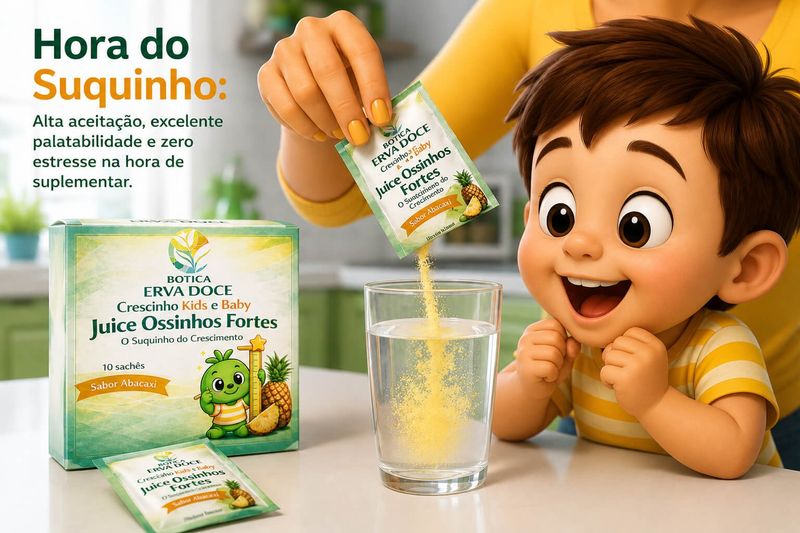 Crescinho Juice Ossos e Crescimento Sabor Abacaxi 10 sachês