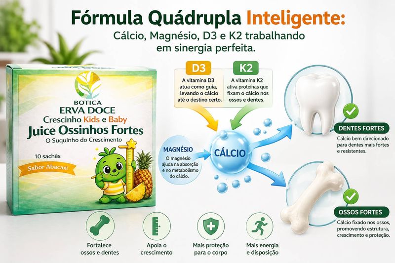 Crescinho Juice Ossos e Crescimento Sabor Abacaxi 10 sachês