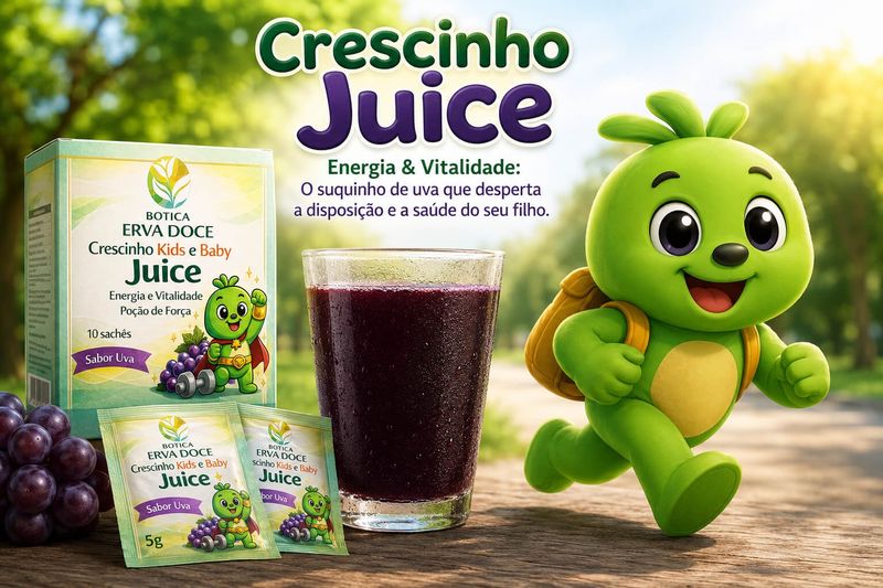 Crescinho Juice Energia e Vitalidade Sabor Uva 10 sachês