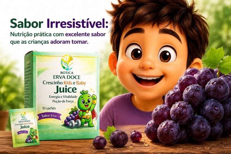 Crescinho Juice Energia e Vitalidade Sabor Uva 10 sachês