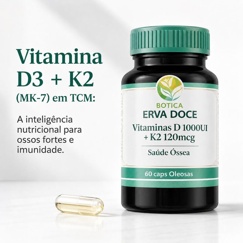 Vitaminas D 1000UI + K2 120mcg 60 caps Oleosas