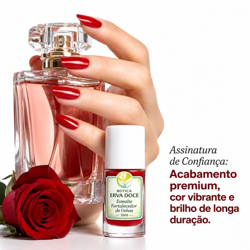 Esmalte Fortalecedor para Unhas Vermelho Intenso 10mL