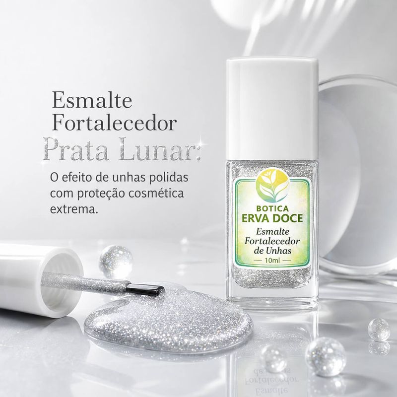 Esmalte Fortalecedor para Unhas Cor Prata Lunar 10mL