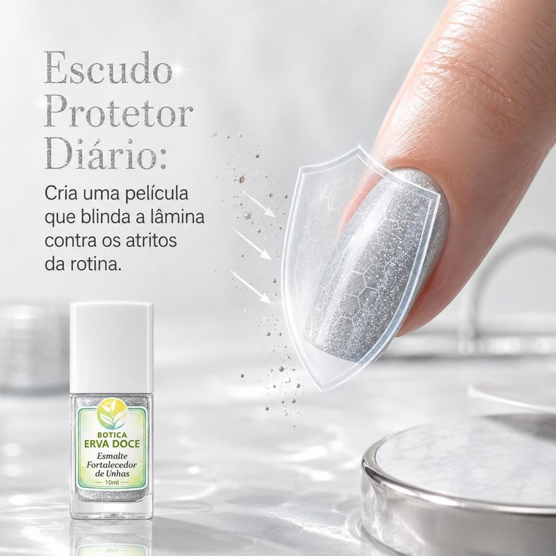 Esmalte Fortalecedor para Unhas Cor Prata Lunar 10mL