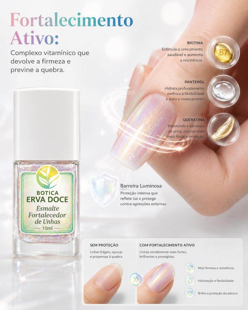 Esmalte Fortalecedora para Unhas Cor Rosa Aurora Furta Cor 10mL