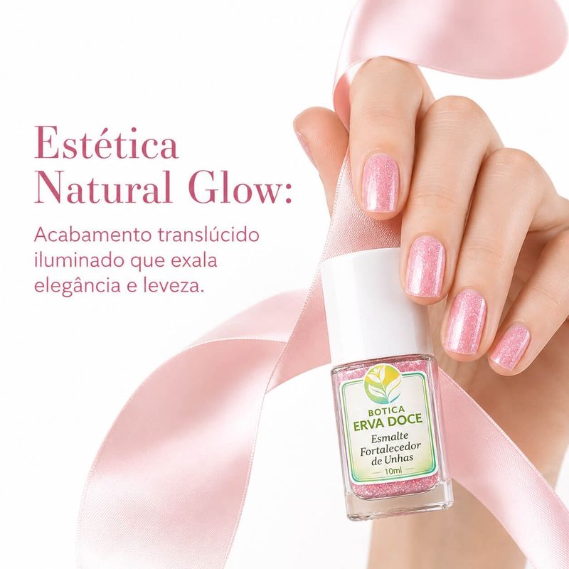 Esmalte Fortalecedor para Unhas Cor Rosa Ballet Glitter 10mL