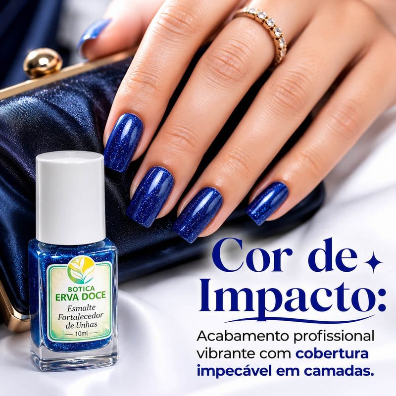 Esmalte Fortalecedor de Unhas Cor Safira Intensa 10mL