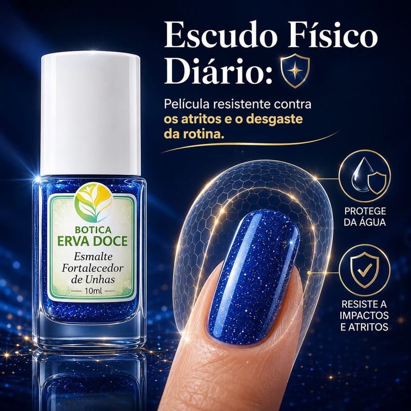 Esmalte Fortalecedor de Unhas Cor Safira Intensa 10mL